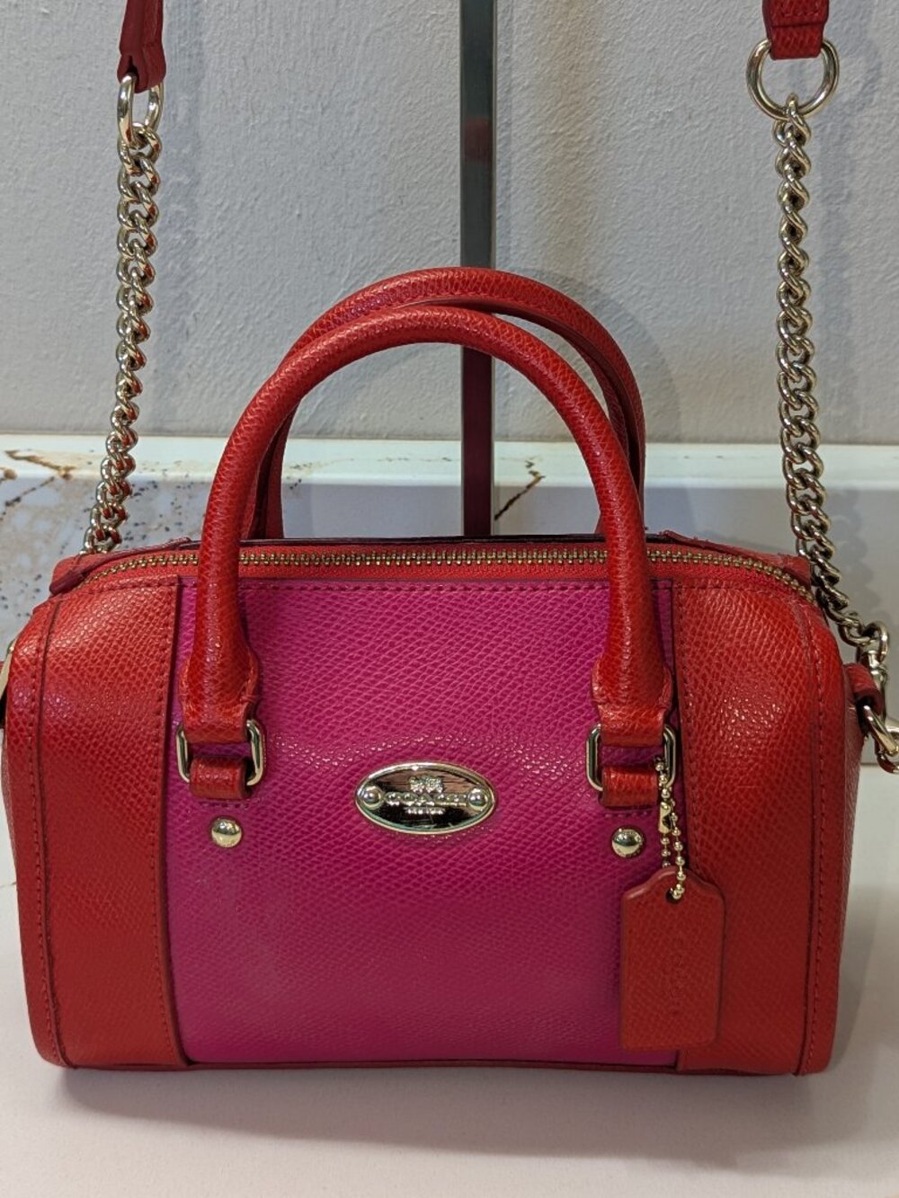 Coach bicolor color block crossbody/satchel. EUC!